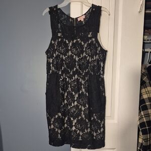 Hearts Black Lace Sleeveless Dress